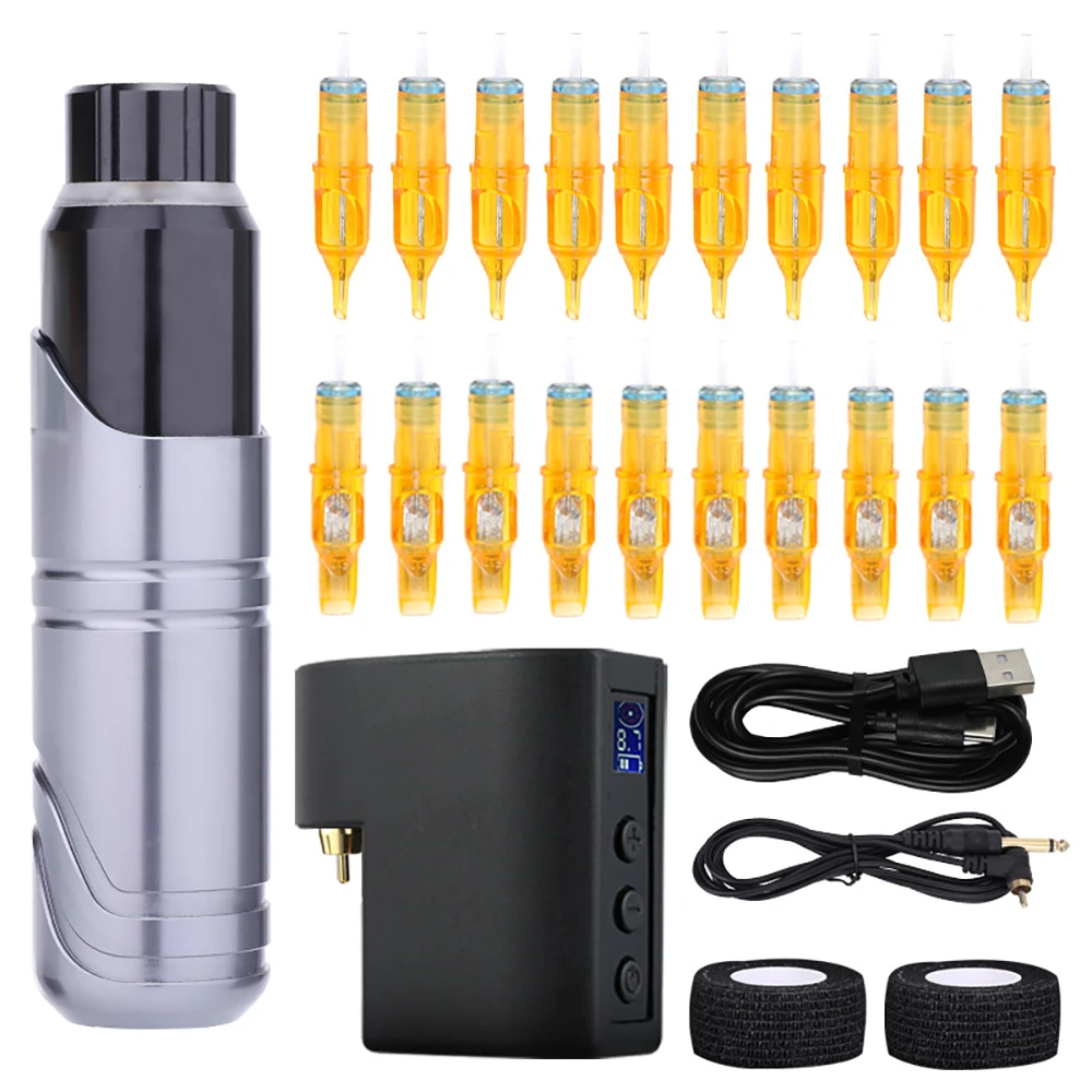 

Набор для тату-машинки, вращающаяся тату-ручка с картриджами, иглами и чернилами, машинка для перманентного макияжа, набор для начинающих