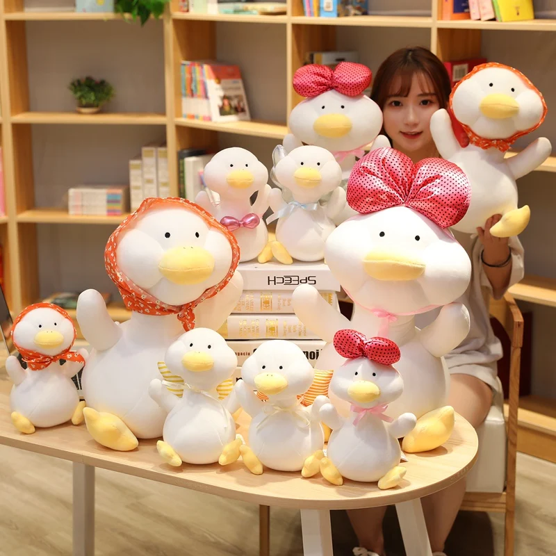 

50cm White duck Plush Toy Cute Stuffed Soft duck with wings Bow pillow scarf Kids Toy Birthday Gift For Girlfriend Children