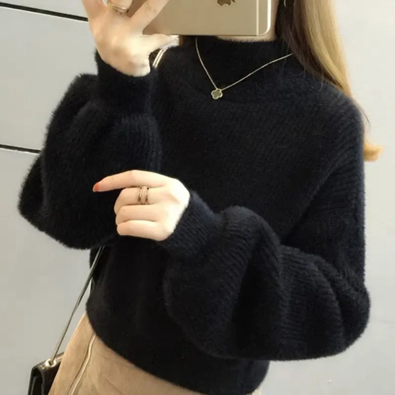 Новинка 2019 модные женские свитера мохер белый фиолетовый пуловеры теплые мягкие