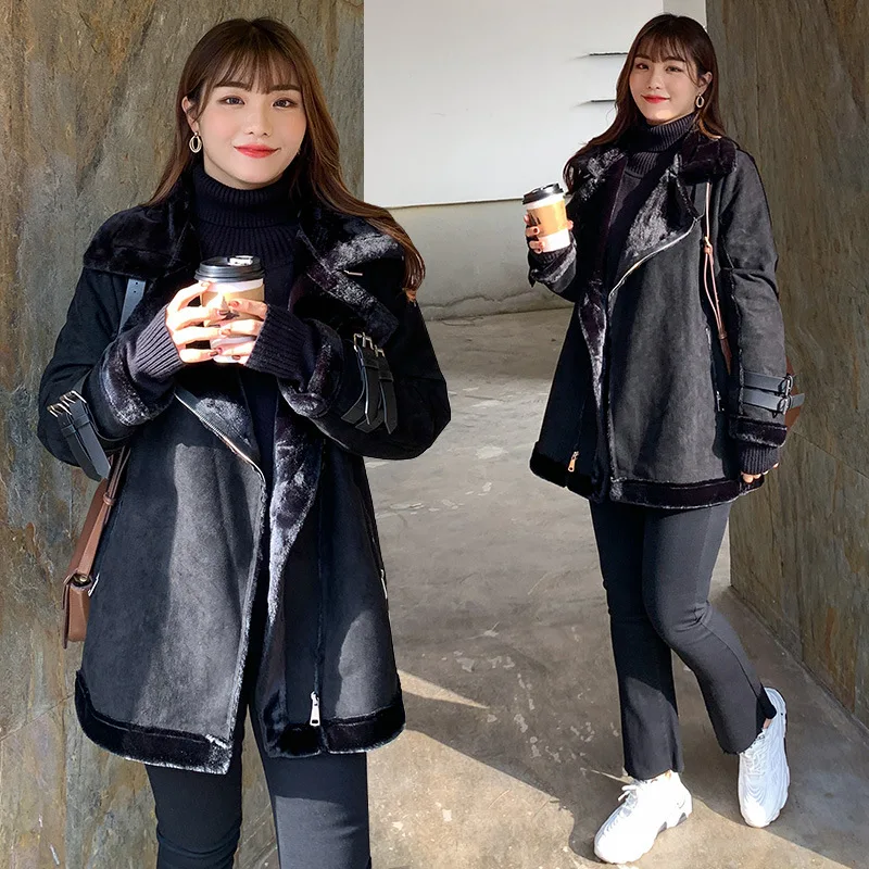 

XL To 3XL Oversized Women Faux Fur Coat Autumn Winter Coats Zipper Short Lapel Zipper Jackets for Ladies T2642