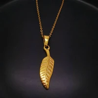 18k gold stainless steel leaf pendant necklace for women ladies girl leaves sweater choker necklace long chain jewelry gifts