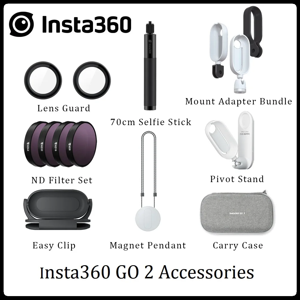 Insta360 GO 2 оригинальные аксессуары Поворотная стойка/Монтажный адаптер Комплект/простой зажим/набор фильтров ND/Чехол/защита объектива для Insta 360 GO 2 - изображение
