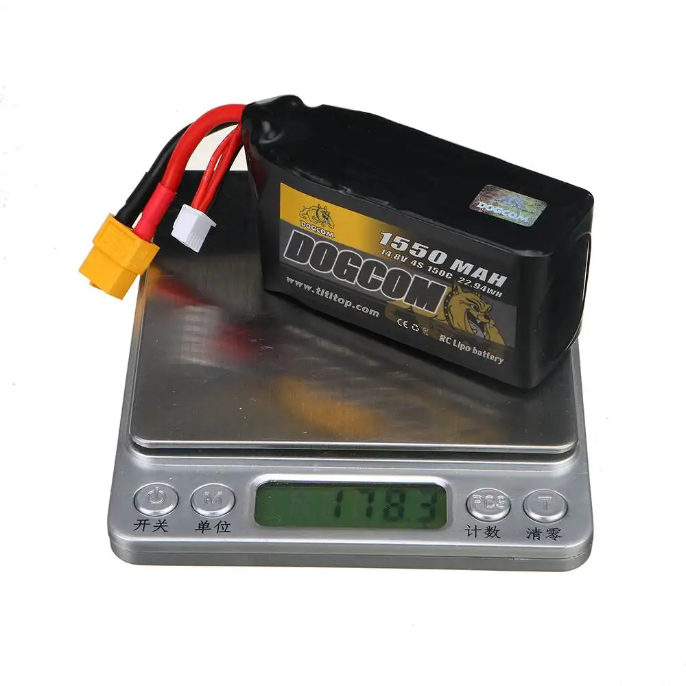 

DOGCOM 14.8V 1350mAh/22.2V 1550mAh 150C 4S LiPo Battery for RC FPV Racing Drone Toothpick Drone RC Quadcopter w/ XT60 Plug