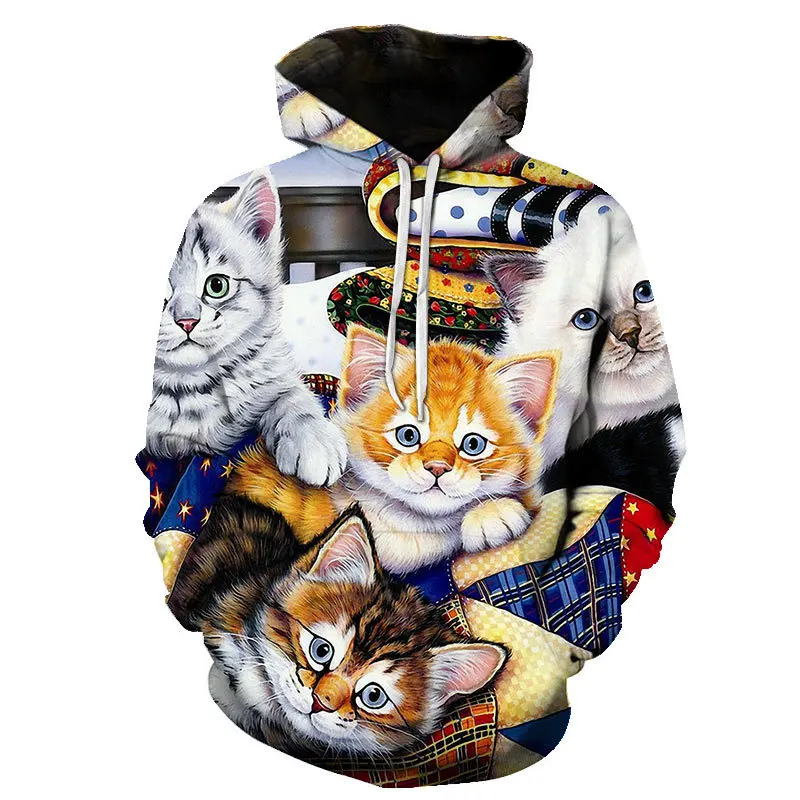 Мужские Милые 3D солнцезащитные очки с принтом кота толстовки для мужчин и женщин