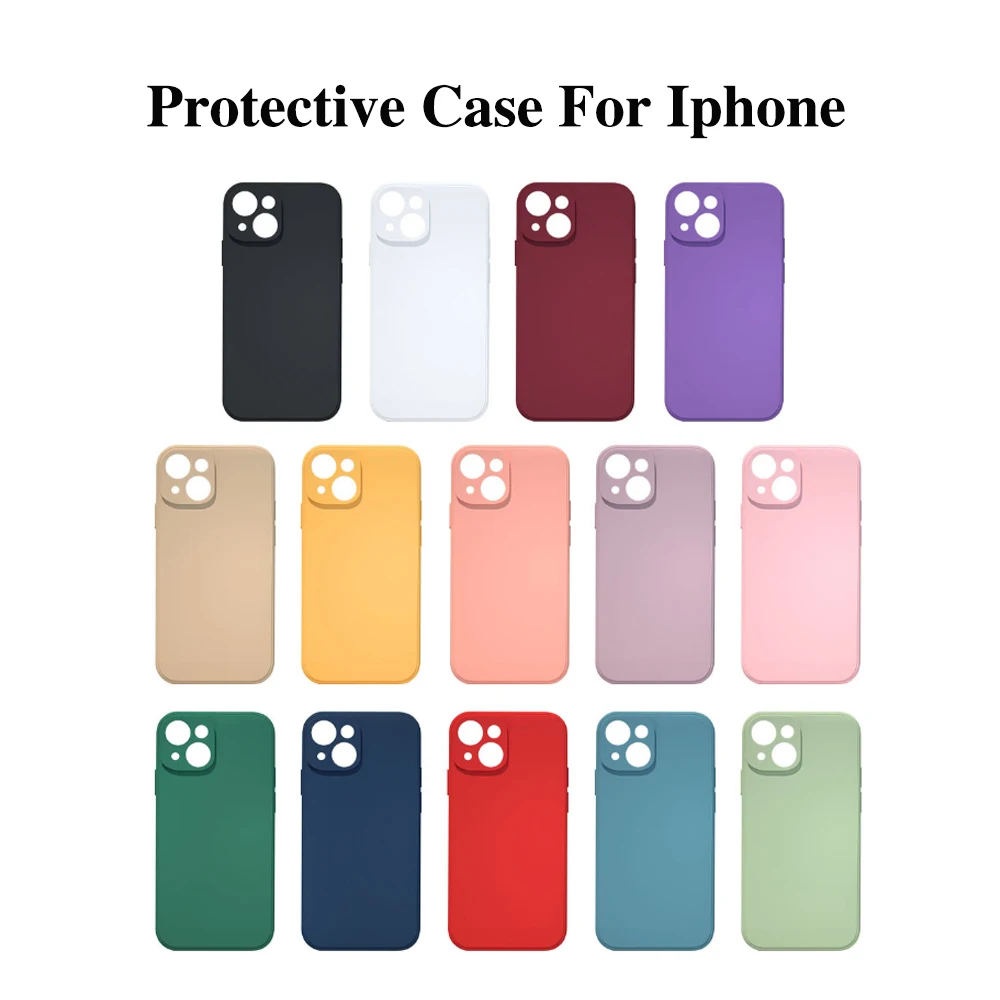 

Color Phone Case TPU Protection Cute Matte Solid Candy Soft Cover For iPhone 13Pro Max 12 11Pro X XR XS 7 8 6 6s Shockproof Case