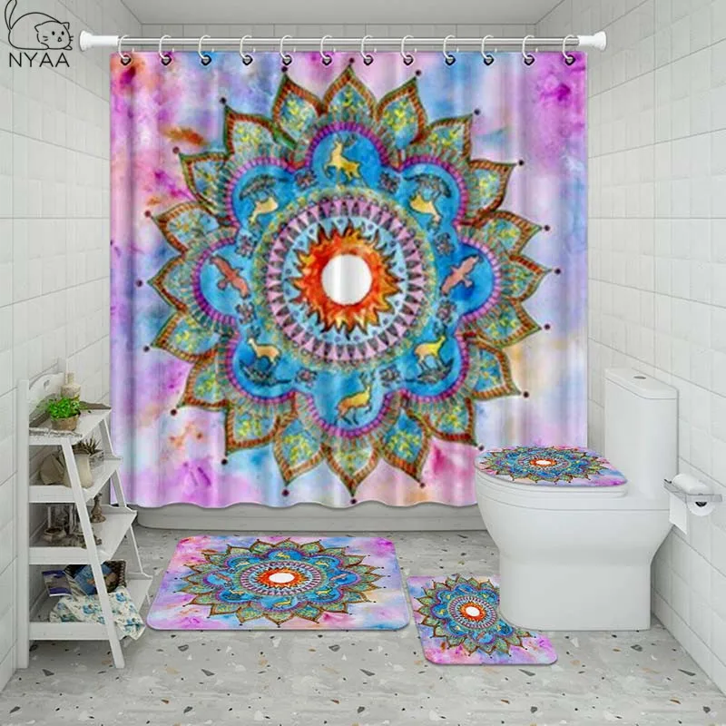 Vixm индийская Мандала Ванная комната Водонепроницаемая душевая занавеска набор с