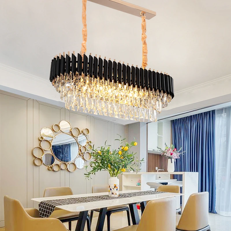 FSS Современная черная круглая хрустальная люстра освещение для гостиной