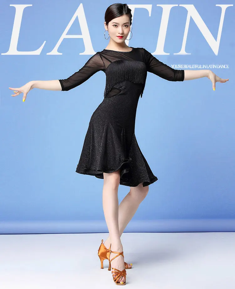 Женское платье для латинских танцев взрослых новое модное Fishbone одежда