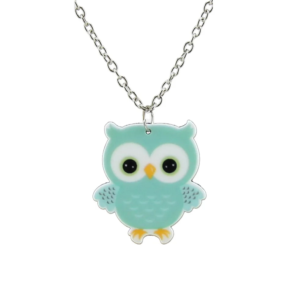 Модные маленькие зеленые серьги с совами для девочек ожерелье короткой цепочкой