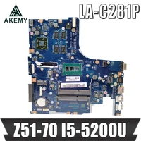 la c281p laptop motherboard for lenovo ideapad z51 70 original mainboard i5 5200u r7 video