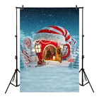 Зимний Рождественский фон для детей с изображением замка из мультфильма декор для рождественской вечеринки Снежный фон для фотосъемки синего цвета