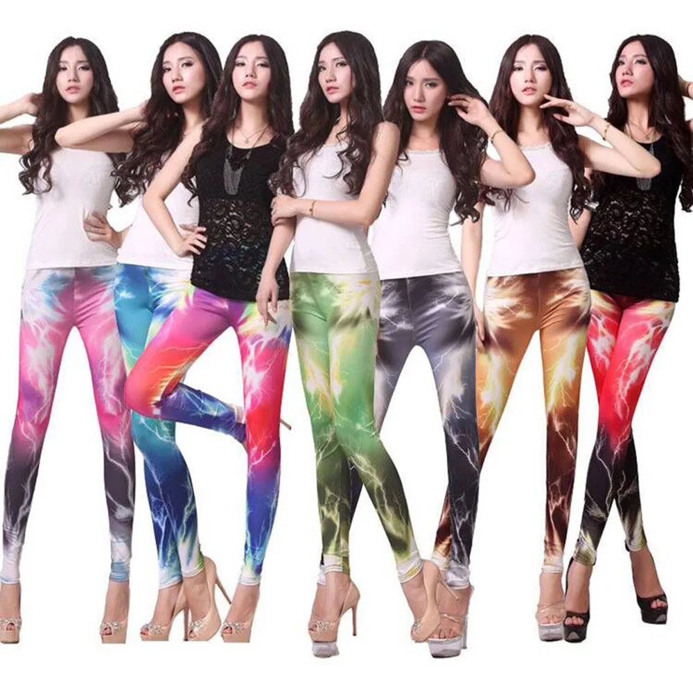 

The new silk printing milk woman nine minutes of pants trend show thin leggings