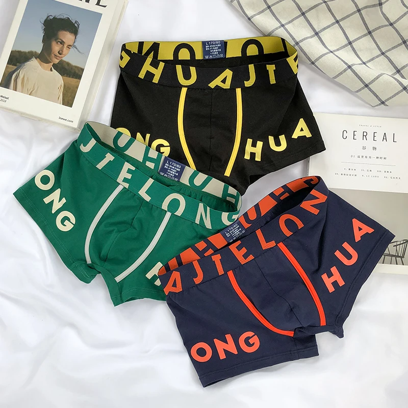 

Трусы-боксеры мужские хлопковые, с буквенным принтом, дышащие, 3 шт., 2020