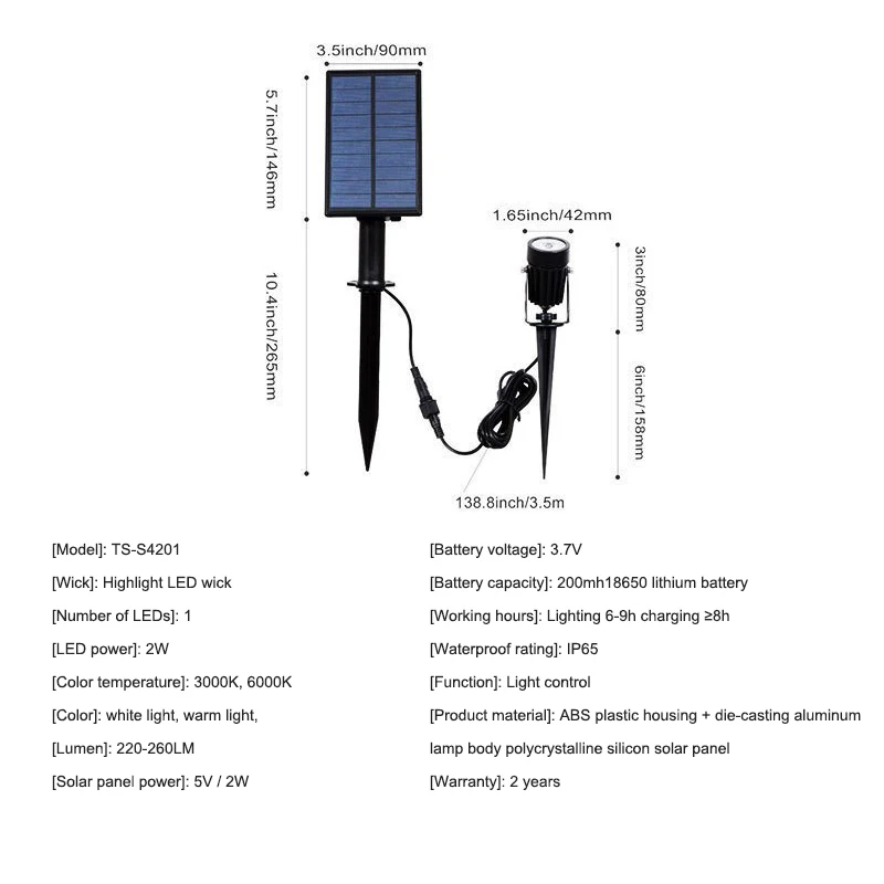 

OULALA Solar Lawn Light Spotlight Outdoor Waterproof Garden Landscape Light LED Street Light