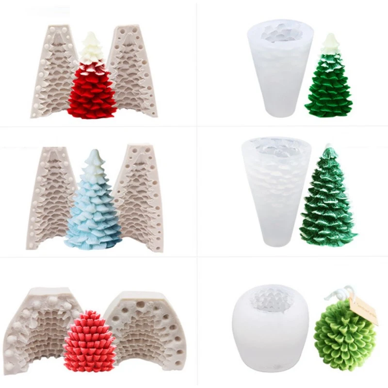 

3D Christmas Tree Silicone Mold for Fondant Chocolate Candy Cake Decorating Candle Soap Moulds Candle Molds Xmas Party Supplies