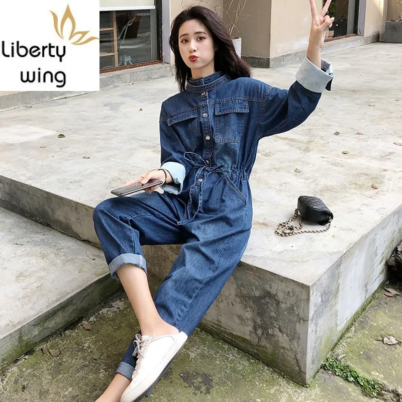 Комбинезон-карго в стиле бойфренда с цельнокроеным рукавом женский джинсовый