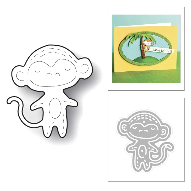 

Новинка 2020 г., металлические штампы с изображением Милого Животного, обезьяны, улыбки, для рукоделия, скрапбукинга, альбома, поздравительных...