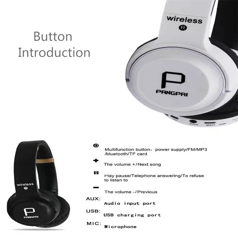 Беспроводная bluetooth-гарнитура Mp3 сабвуфер Выдвижная складная игровая гарнитура Поддержка TF карты, режим AUX, вызов. Функция fm-радио