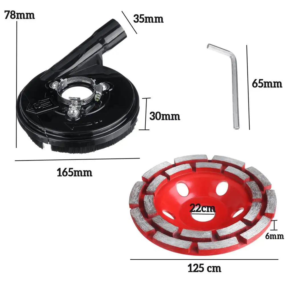 

DOERSUPP 2 IN 1 125mm Diamond Grinding Cup Wheel and Universal 5 Inch Angle Grinder Grinding Dust Shroud Tools Kit