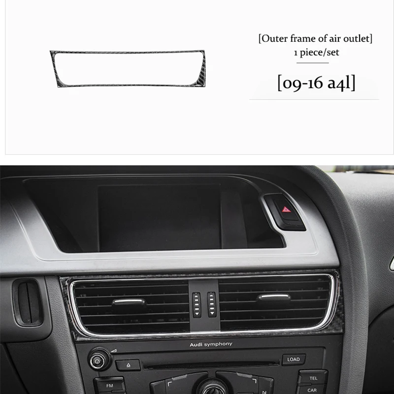 

For Audi A4 A5 A4L Center Console Air Outlet Frame Real Carbon Fiber Decoration 3D Sticker Car Interior Accessories 2009-2016