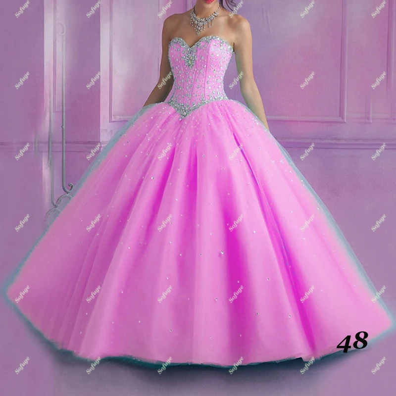 

Light Blue Quinceanera Dresses Puffy Ball Gowns Sparkly Beads Crystal Lacing Up Sweet 15-Dress Graduate Engagement Celebrity