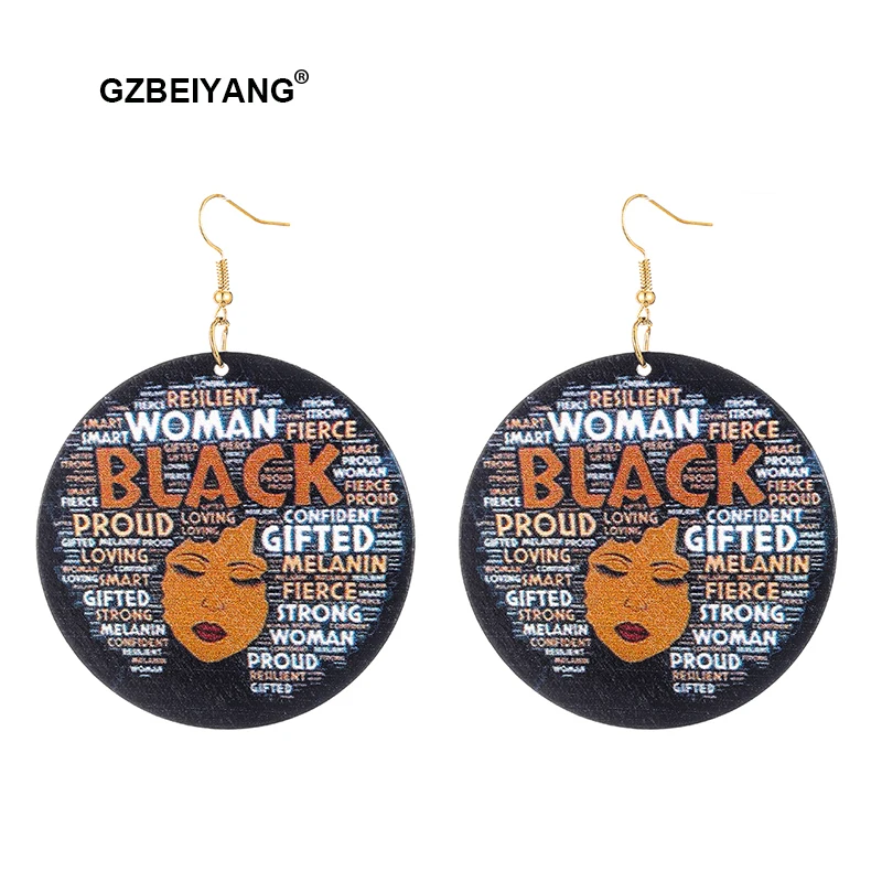 GZBEIYANG африканские серьги из дерева 2019 женские черные окрашенный кулон подарок