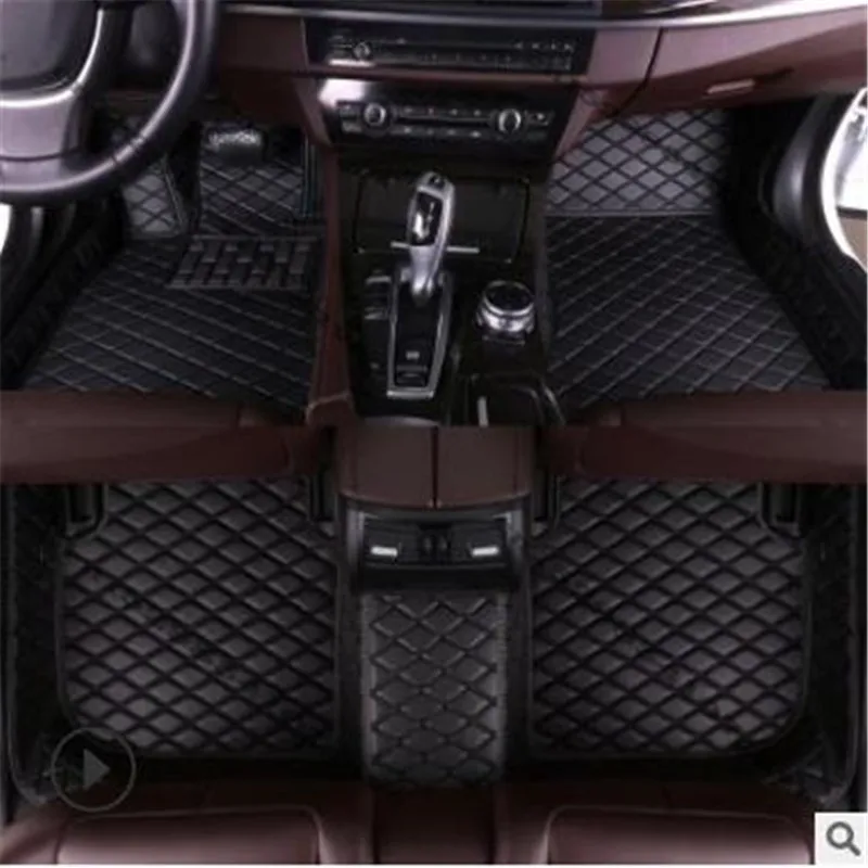 

leather Car floor mats for Mitsubishi Pajero 2009-2015 Custom auto foot Pads automobile carpet cover