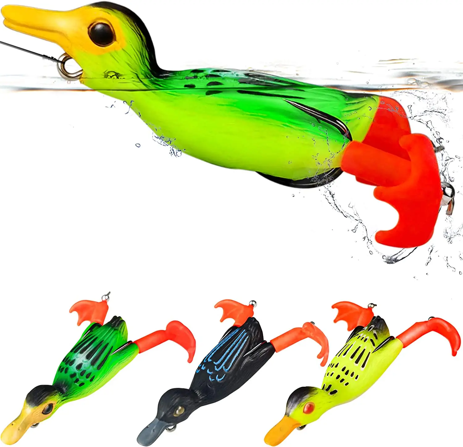

1Pcs Propeller flipper duck Fishing Lure 9.5CM 11.2G Ducking Fishing Frog Lure Artificial Bait Duckling 3D Eyes Day Baits Bass