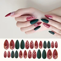 24pcsbox christmas style ballerina coffin false nail tip full cover manicure tool detachable press on nails fake nails