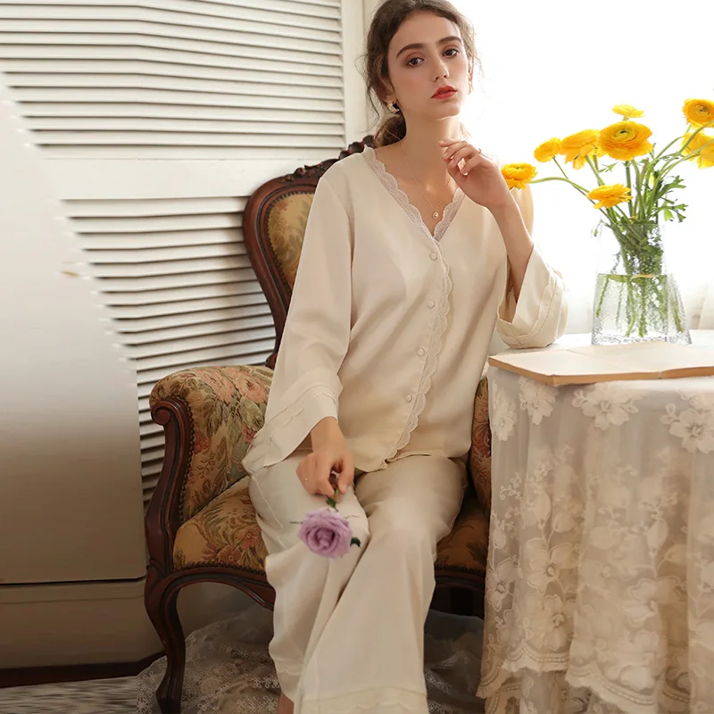 

2021 Spring Summer Sexy Pajamas Suit Women's Sweet Loose Large Size Urban Leisure Casual Long-Sleeved Homewear