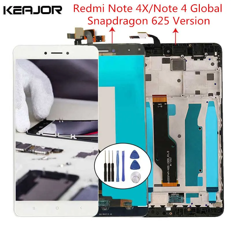 Для Xiaomi Redmi Note 4X, ЖК-экран, Redmi Note 4, экран с рамкой для Redmi Note 4, глобальная версия 5,5 '', Snapdragon 625