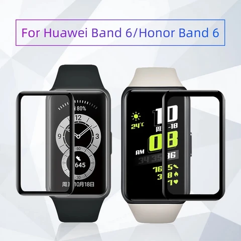 Защитная 3d-пленка из мягкого стекловолокна, полное покрытие, изогнутая, устойчивая к царапинам, для Huawei Band 6, Защита экрана для Honor Band 6, чехол