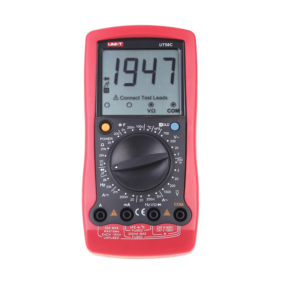 

UNI-T UT58C Ammeter Multitester DMM Digital Multimeters DC/AC Voltage Current Resistance Capacitance Tester Data Hold