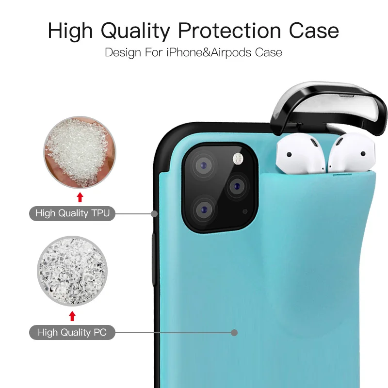 Фото ANMONE для iPhone 11 Pro Max чехол наушников коробка хранения беспроводной Bluetooth два в одном ANMONE для iPhone 11 Pro Max чехол наушников коробка хранения беспроводной Bluetooth два в одном