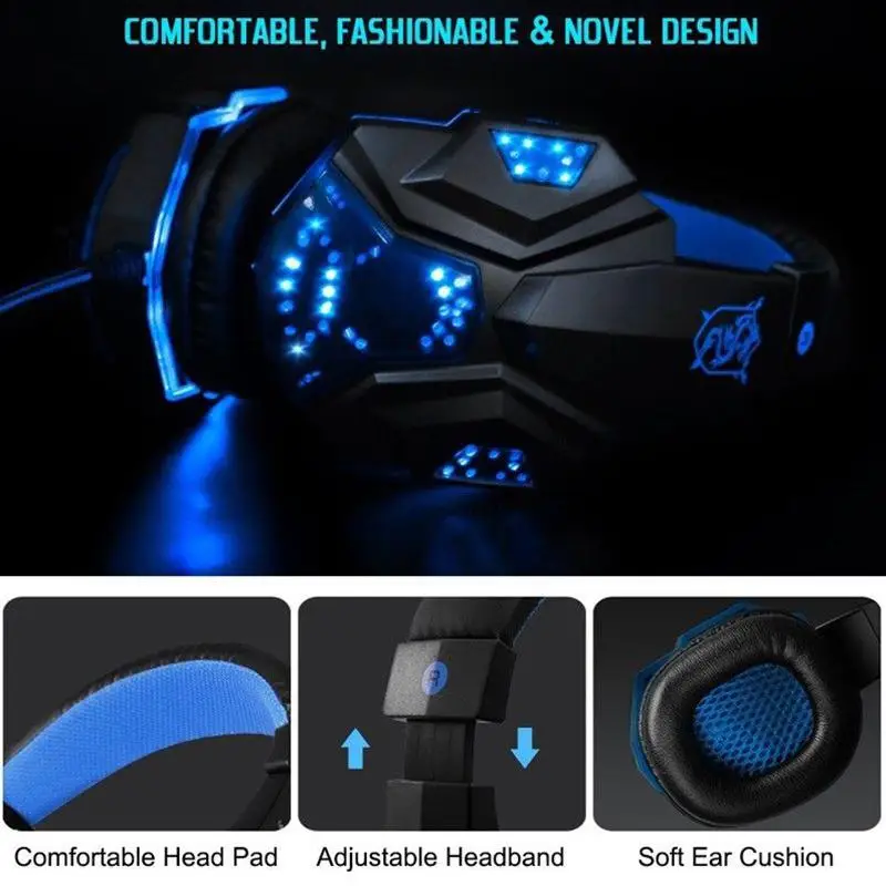 hobbylane over ear gaming headset with mic and led light game electronic sports ear buds for laptop cellphone ps4 headphones ps5 free global shipping