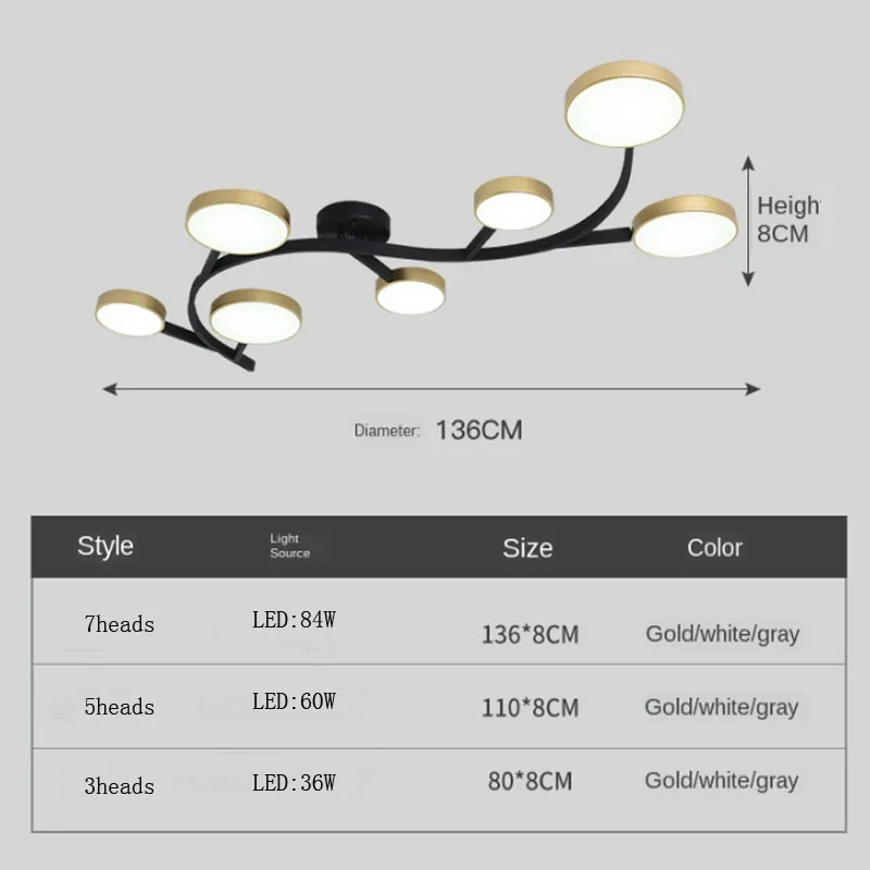 Lámpara de techo LED nórdica de 220V, luz de hierro forjado con personalidad creativa para sala de Estar, comedor, dormitorio simple y moderno