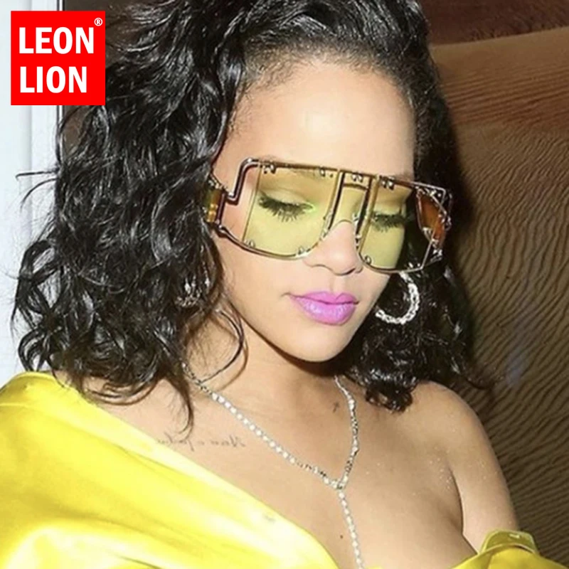 

LEONLION Oversized Sunglasses Woman High Quality Metal Frame Sunglasses for Women Vintage Luxury Siamese Glasses Gafas De Sol