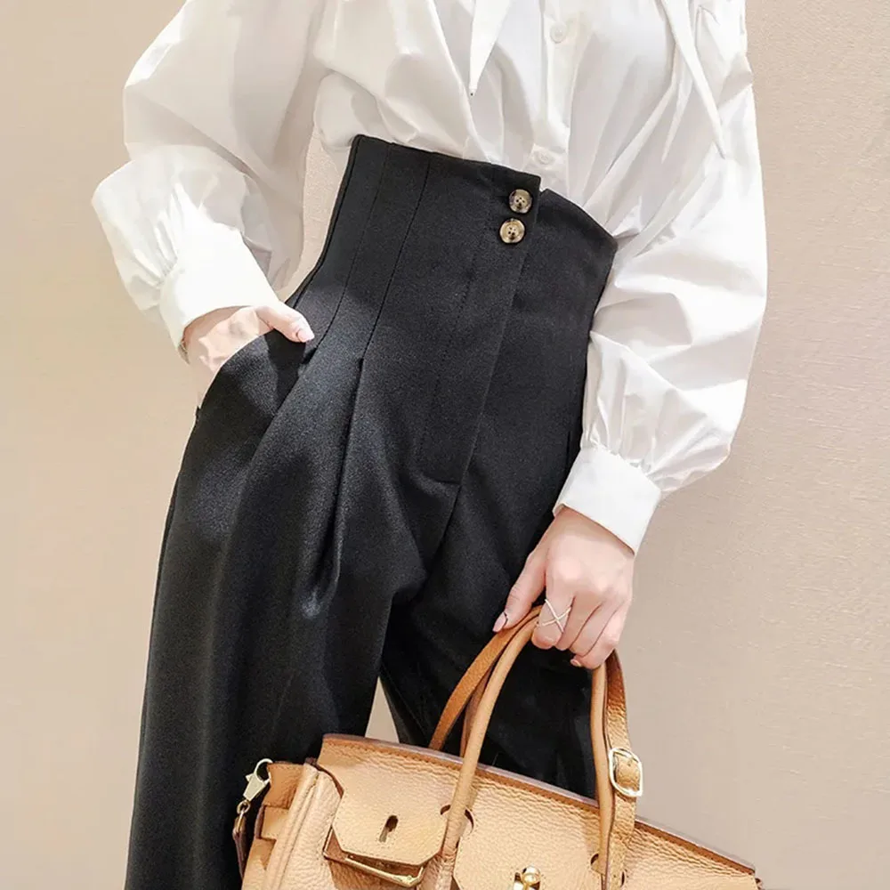 

Suit Pants Female High Waist Slimming Casual Harem Pants 2021 Spring And Autumn Nine-point Black Pants Female Carrot Pants