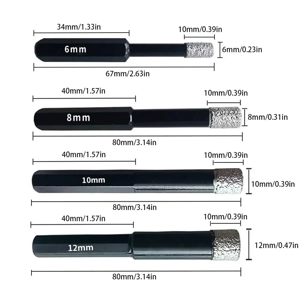 

Dry Diamond Drill Bits 6mm 8mm 10mm 12mm 1/4inch Hex Shank Granite Tile Drill Tool For Granite Marble Ceramic Tile Glass New