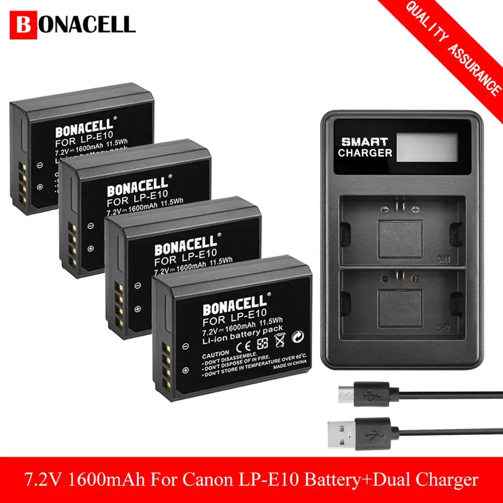 Литий ионный аккумулятор bonacell для Фотоаппарата Canon LP E10 LPE10 + зарядное устройство