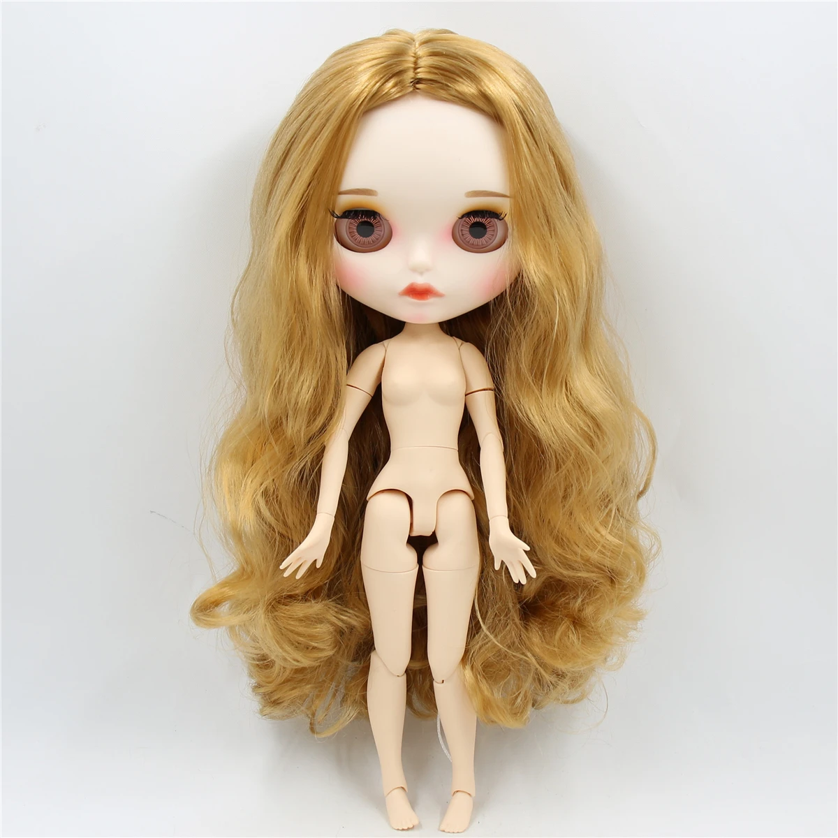

ICY DBS Blyth Doll 1/6 bjd white skin joint body new matte face golden hair Carved lips eyebrow customized face, 30cm