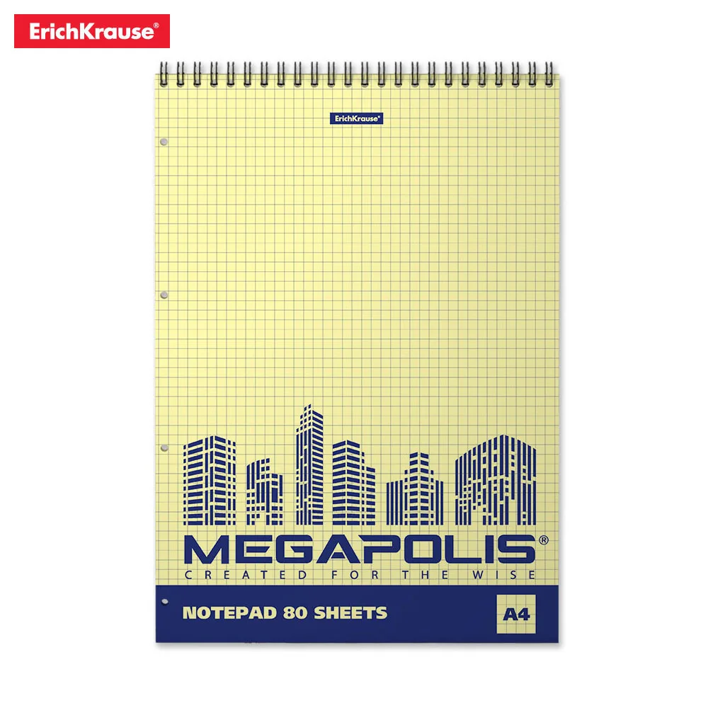 Блокнот на спирали ErichKrause MEGAPOLIS Yellow Concept А4 80 листов клетка желтый внутренний блок