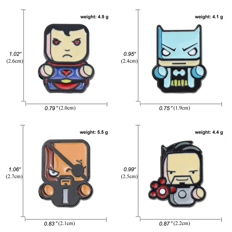 Cartoon Q Version Captain America Iron Man Brooches for Women Cute Raytheon Batman Badges Enamel Pins Jewelry Accessories | Украшения и