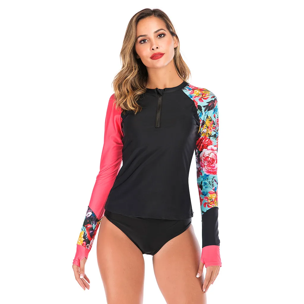Цельный купальник с длинным рукавом Женский сексуальный купальник|Рашгард| |