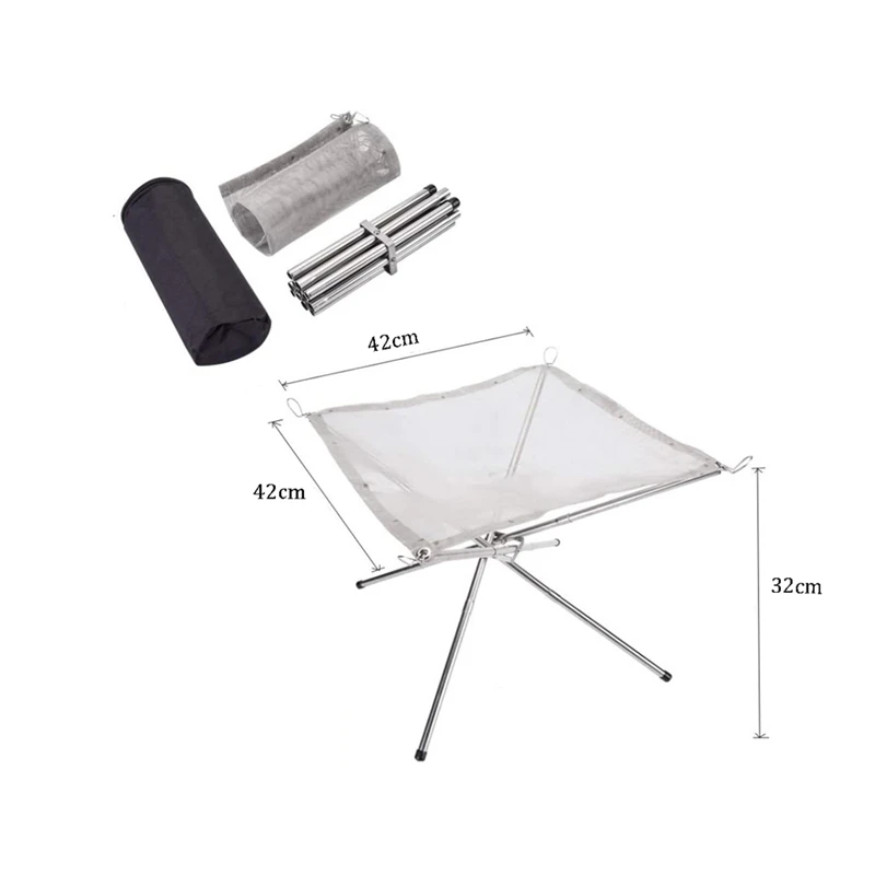 

Disassemble Garden Backyard Heating Mesh Stainless Steel Outdoor Camping Campfire Fire Rack Foldable Mesh Fire Pit BBQ Tools Hot