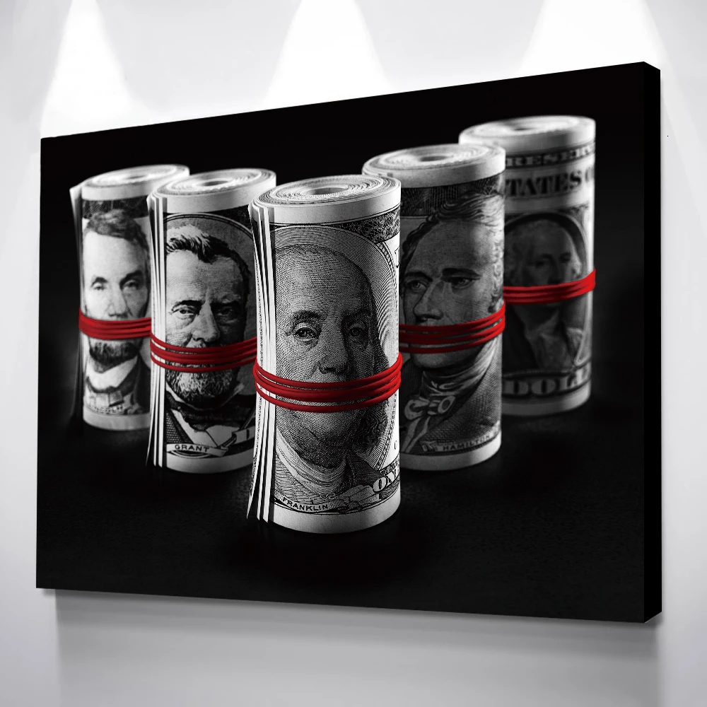 Долларов холст скандинавские плакаты деньги холст живопись Quadros Decoracao плакаты и принты Куадрос современный настенный арт Прямая