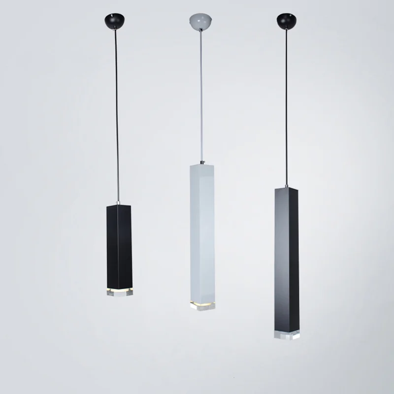 Lámpara colgante de cilindro de luces LED regulable, para cocina, comedor, tienda, Bar, decoración, cordón, iluminación de fondo