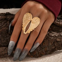 punk geometric alloy joint midi ring vintage silver color angel wings metal rings for women gothic jewelry
