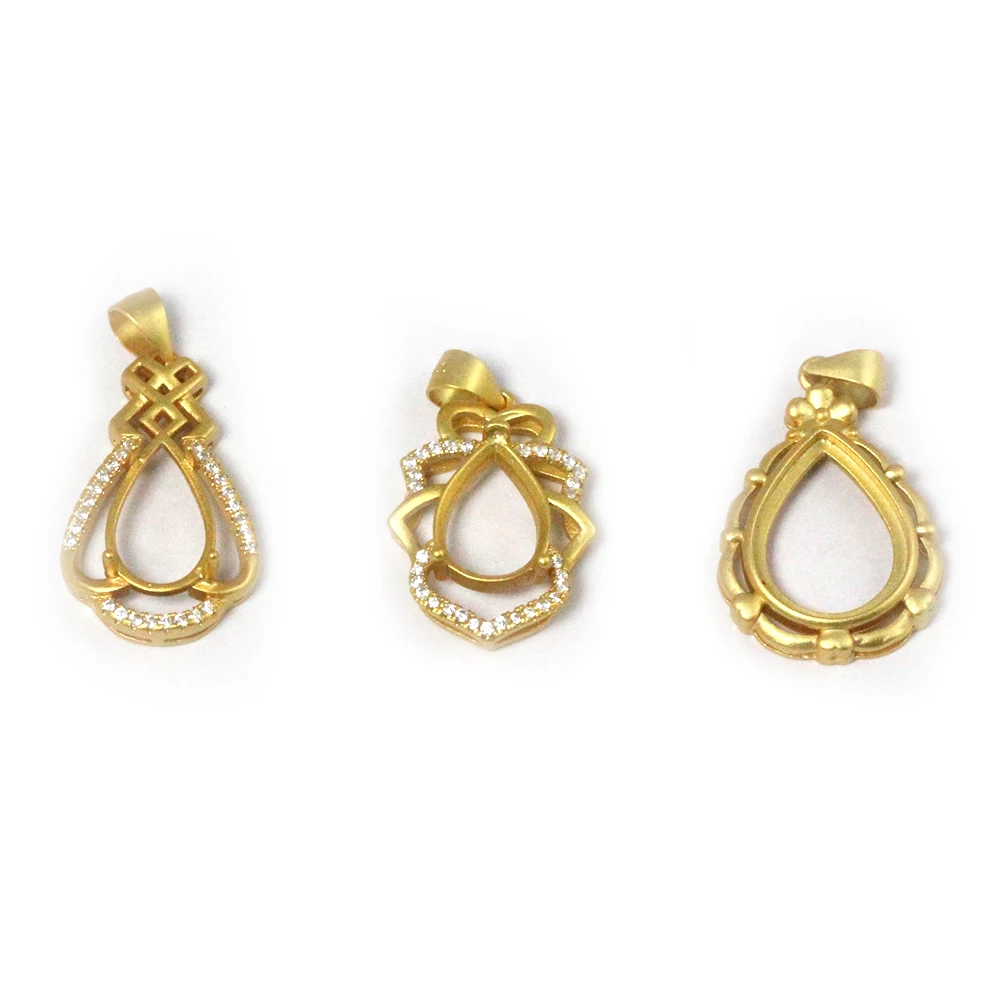 

Beadsnice Frosted Gold Pendant Sterling Silver Set With Drop-shaped Gems ID 41090