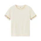 Милая футболка INMAN в пасторальном стиле, минималистичный стиль, круглая Цветочная вышивка, милые хлопковые топы